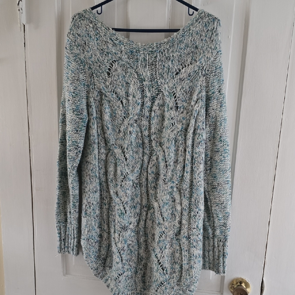 St. John's Bay Blue Crew Neck Sweater Cozy Knit 041
